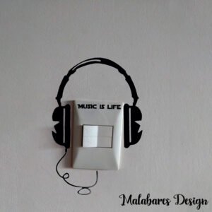 Vinilo para interruptor Music is Life Auriculares