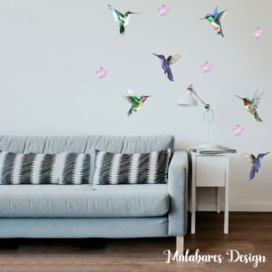 Vinilo Colibri Picaflor con Flores