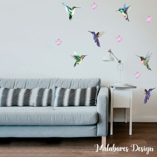 Vinilo Colibri Picaflor con Flores