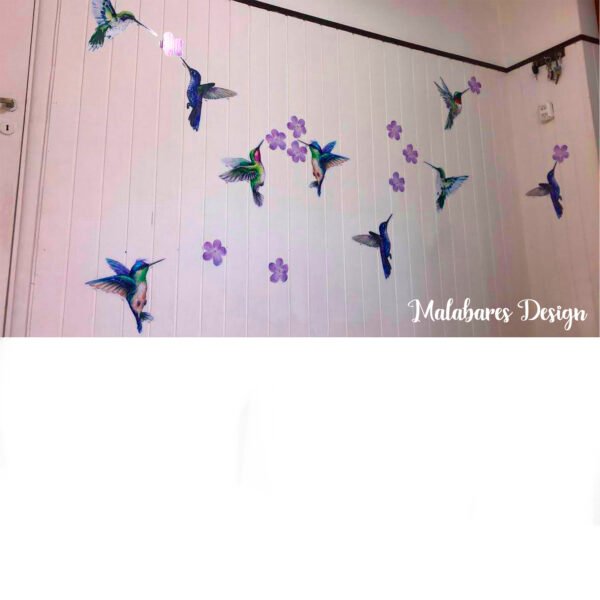 Vinilo Colibri Picaflor con Flores