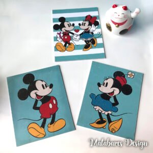 Cuadro Triptico Mickey y Minnie